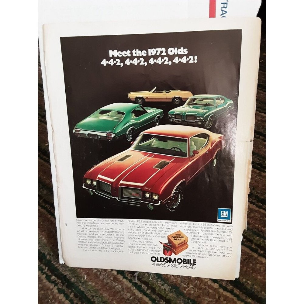 Oldsmobile Olds Car1972 Original Magazine Print Ad vintage